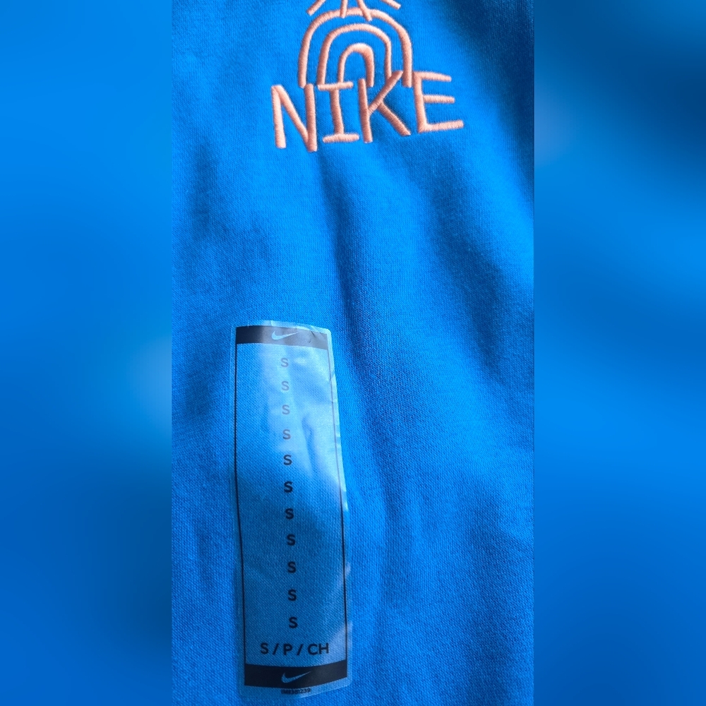Nike CrewNeck Sweatshirt Photo Blue/Orange Trance Mens Small DQ4072-435 - Picture 3 of 6